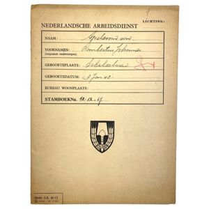 Original WWII Nederlandsche Arbeidsdienst file Sebaldeburen (Groningen)