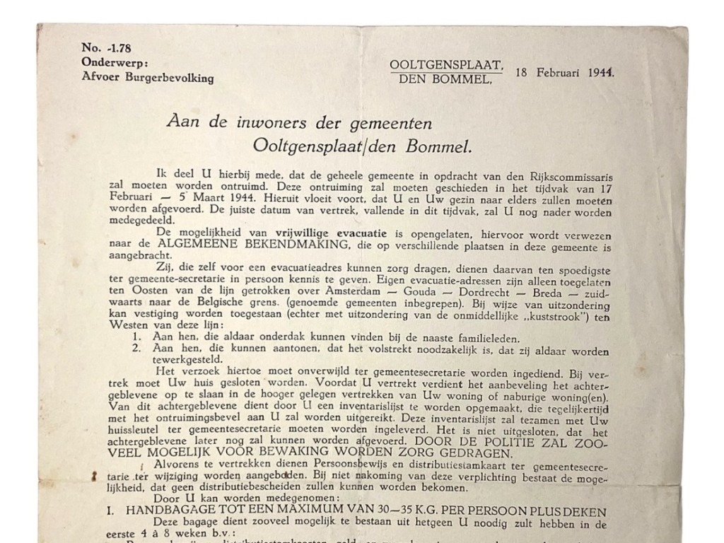 Original WWII Dutch evacuation document Ooltgensplaat/den Bommel — image 3