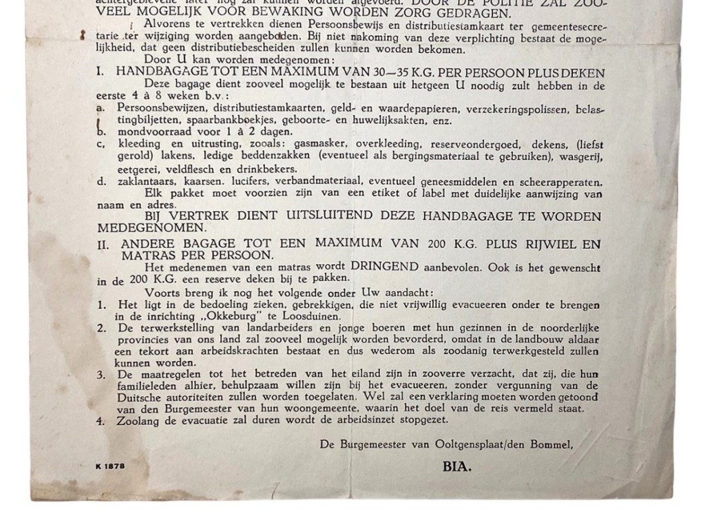 Original WWII Dutch evacuation document Ooltgensplaat/den Bommel — image 4