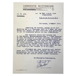 Original WWII Dutch document regarding evacuations from Numansdorp
