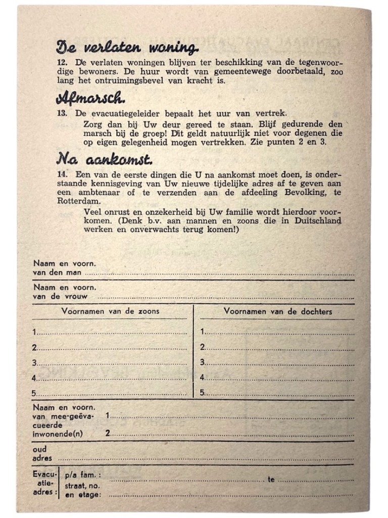 Original WWII Dutch flyer regarding evacuations in Rotterdam — image 5
