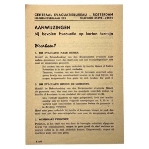 Original WWII Dutch flyer regarding evacuations in Rotterdam