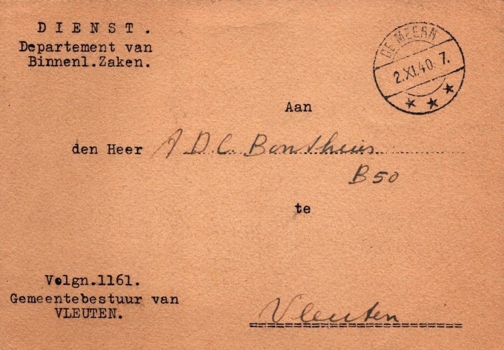 Original WWII Dutch Uitkijk en Luisterdienst card for Vleuten – De Meern – Haarzuilens — image 2