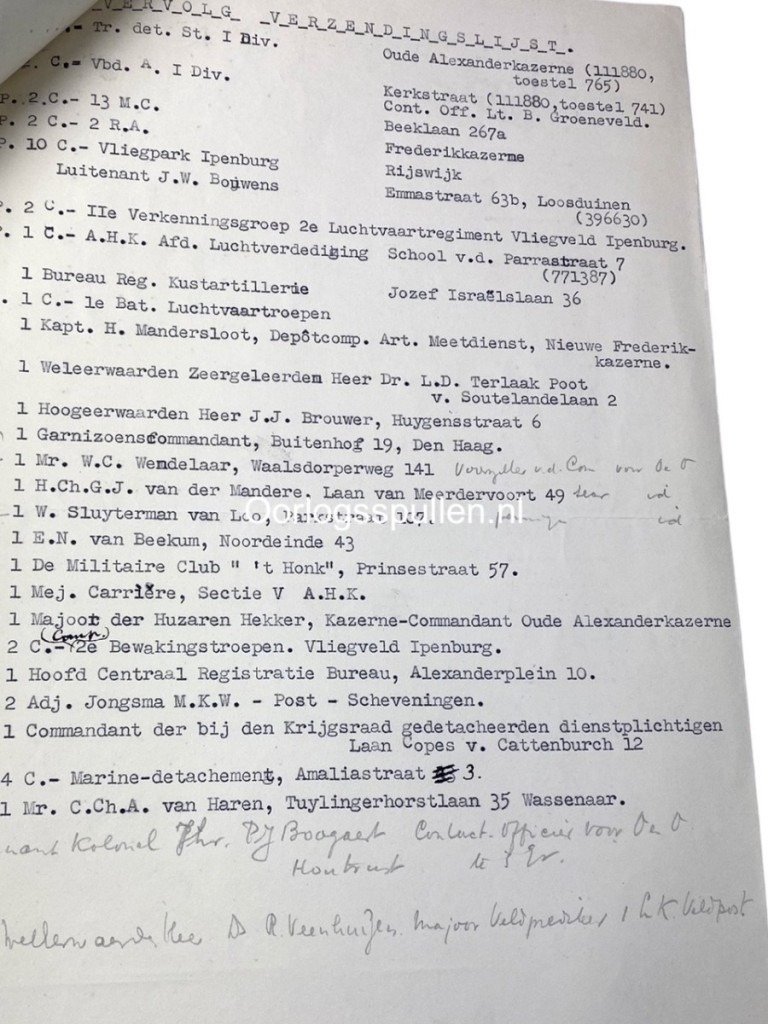Original Pre 1940 Dutch army unit list of Den Haag — image 3