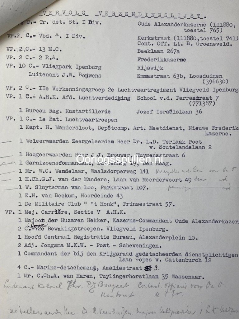 Original Pre 1940 Dutch army unit list of Den Haag — image 4