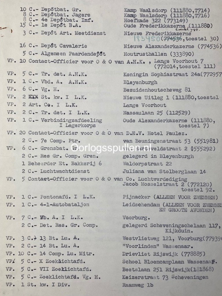 Original Pre 1940 Dutch army unit list of Den Haag — image 5