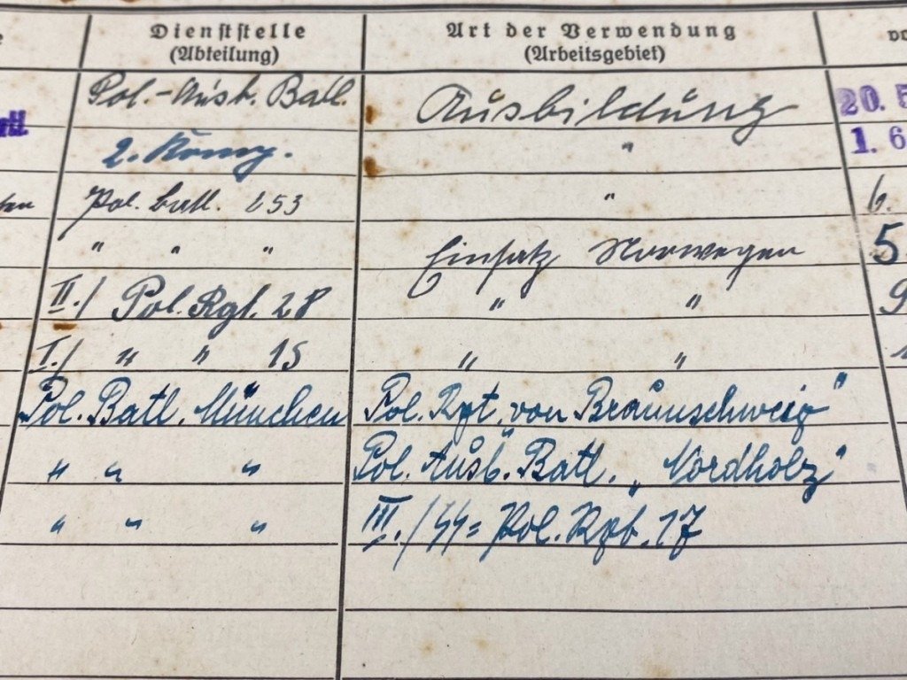 Original WWII German Polizei 'Personalbogen' SS Polizei-Regiment 17 — image 3