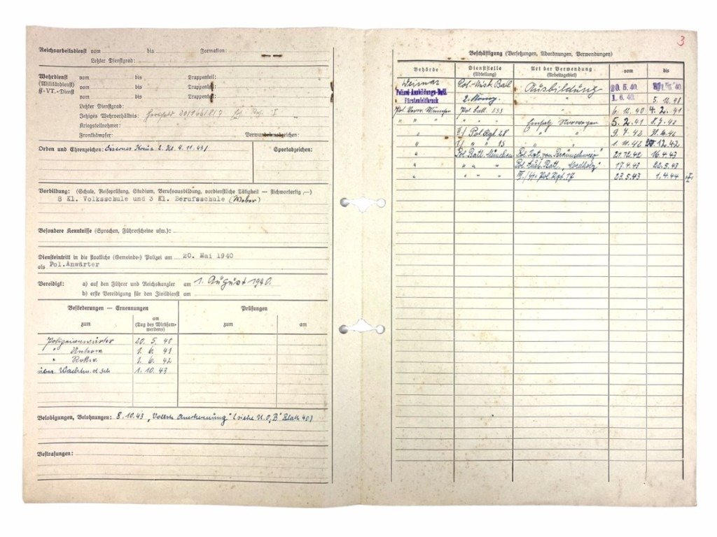 Original WWII German Polizei 'Personalbogen' SS Polizei-Regiment 17 — image 4