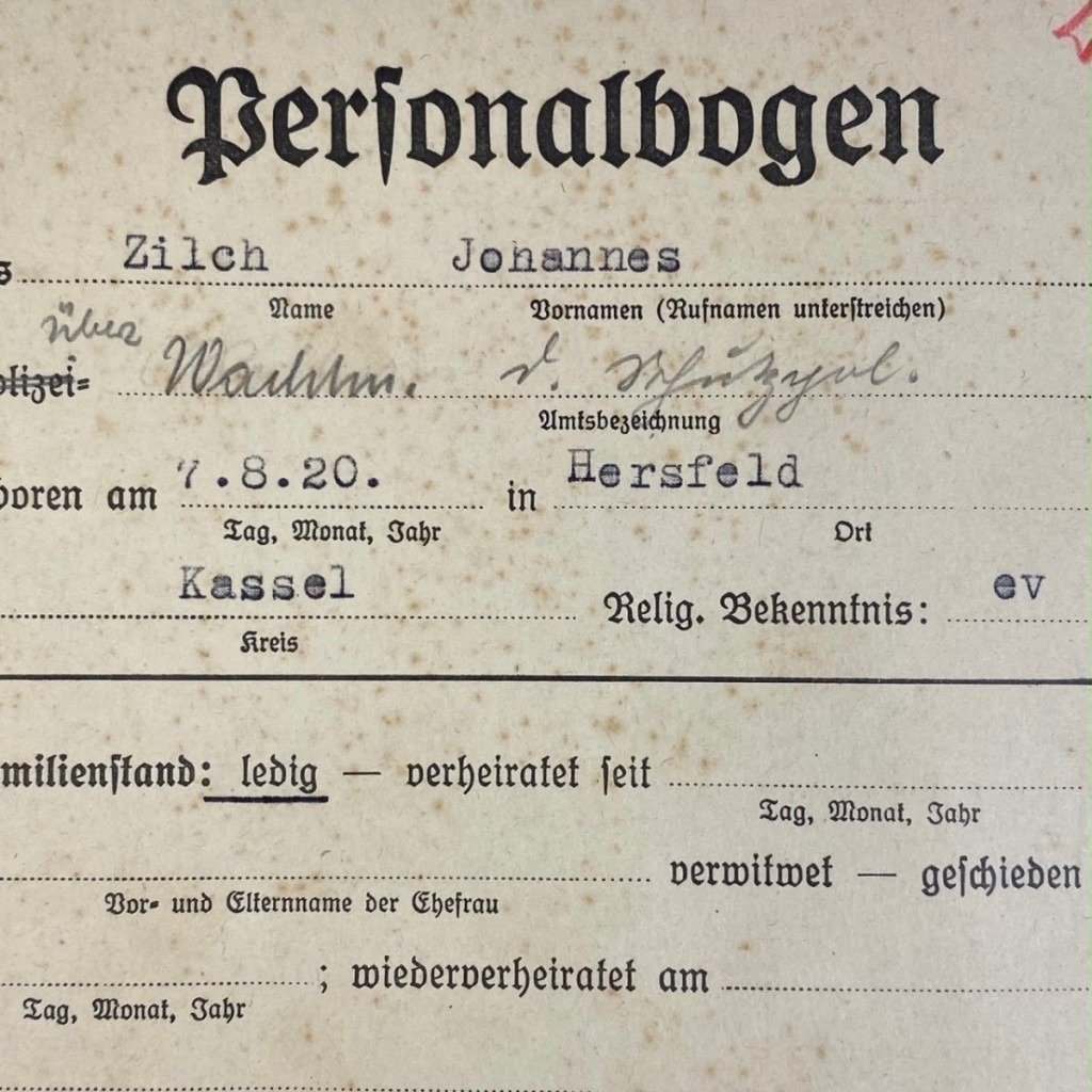 Original WWII German Polizei 'Personalbogen' SS Polizei-Regiment 17 — image 8