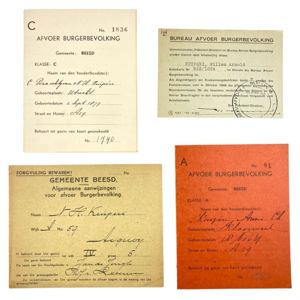 Original WWII Dutch evacuation department ID card grouping