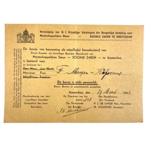 Original WWII Dutch/German pass for a voluntary visitor to the …