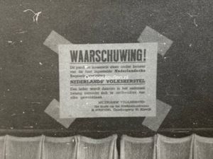 Original WWII Dutch photo – Nederlands Volksherstel poster in Rijswijk