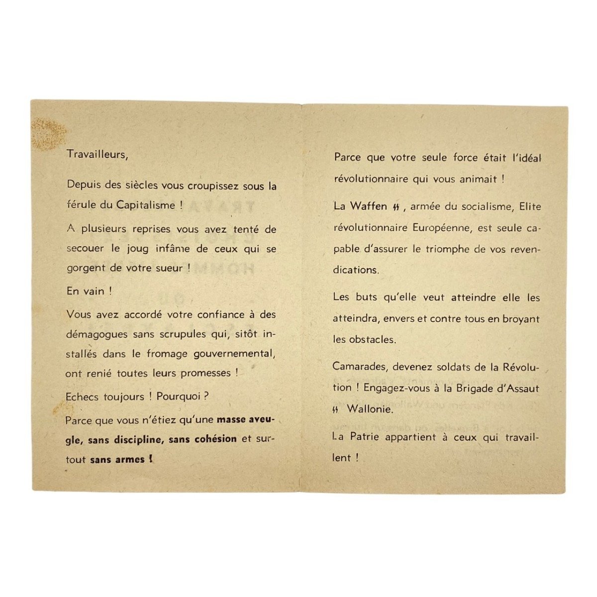 Original WWII Walloon Waffen-SS flyer — image 2