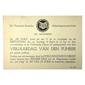 Original WWII Flemish DeVlag invitation card for the birthday of …