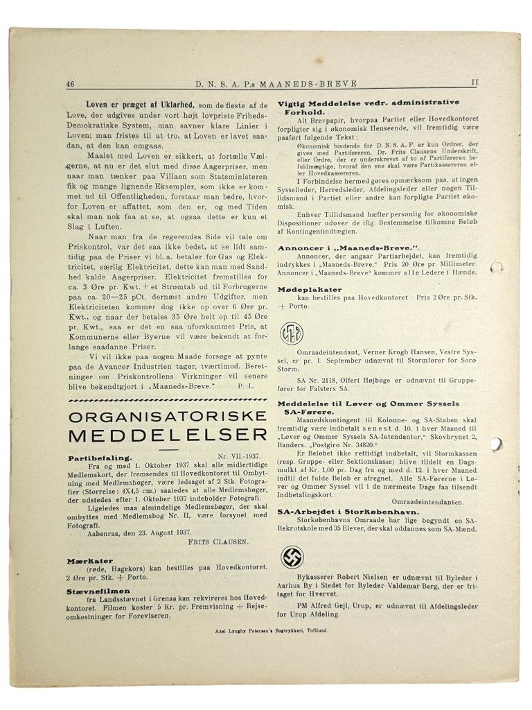 Original WWII Danish DNSAP Maaneds-Breve magazine — image 7