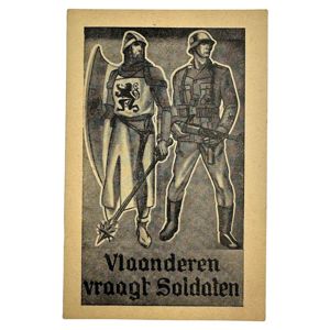 Original WWII Flemish Waffen-SS volunteer postcard