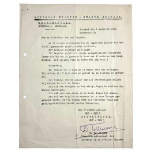 Original WWII Flemish 'Dietsche Militie – Zwarte Brigade' document for …