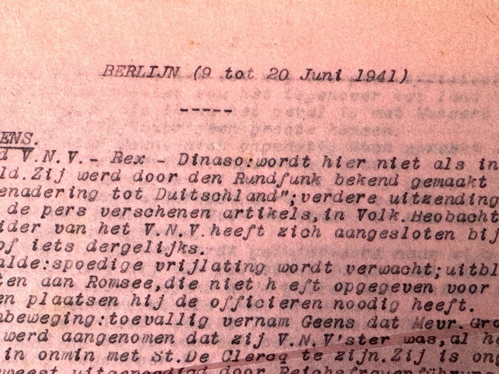 Original WWII Flemish VNV report from Berlin in June 1941 — image 3