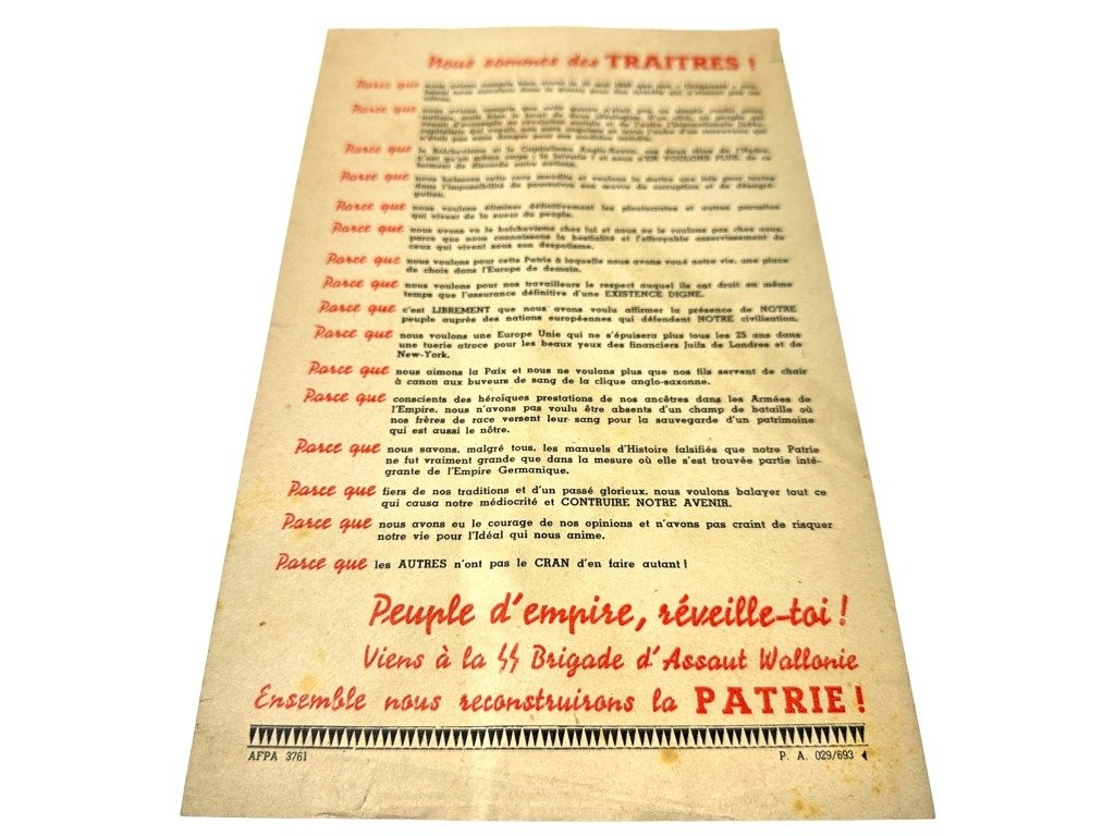 Original WWII Walloon Waffen-SS volunteer flyer — image 5