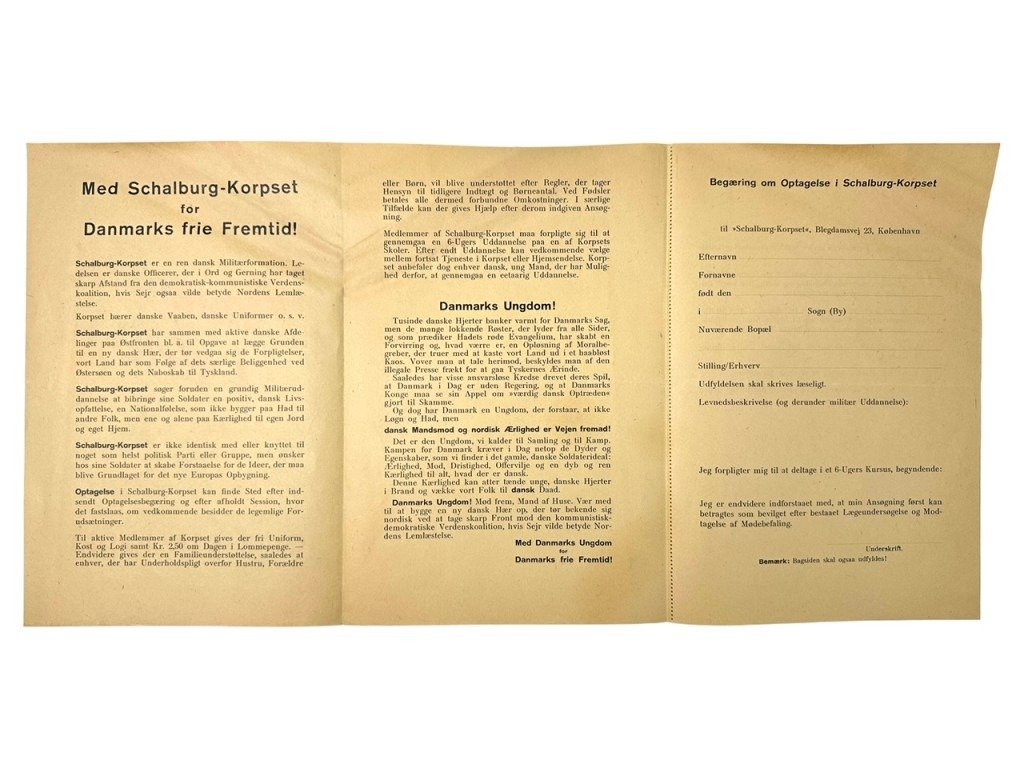 Original WWII Danish SS-Schalburgkorps leaflet — image 3