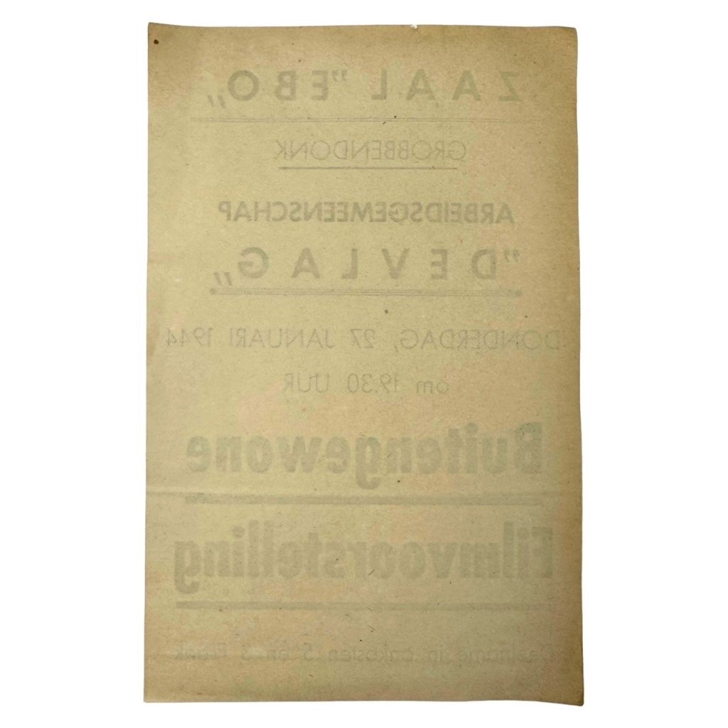 Original WWII Flemish DEVLAG collaboration flyer for a movie in Grobbendonk — image 2