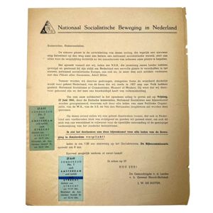 Original WWII Dutch NSB document with train tickets