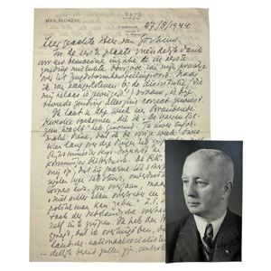 Original WWII Dutch NSB Max Blokzijl handwritten letter with postcard