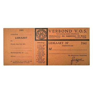 Original WWII Flemish collaboration V.O.S. (Vlaamse Oudstrijders) member card