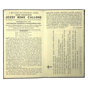 Original WWII Flemish collaboration 'Dietsche Militie' death card