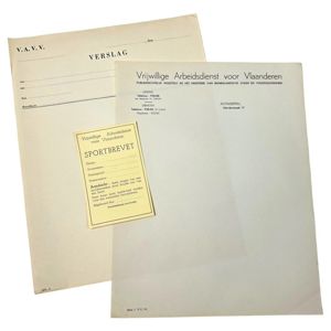Original WWII Flemish V.V.A.V. collaboration stationary and sports certificate
