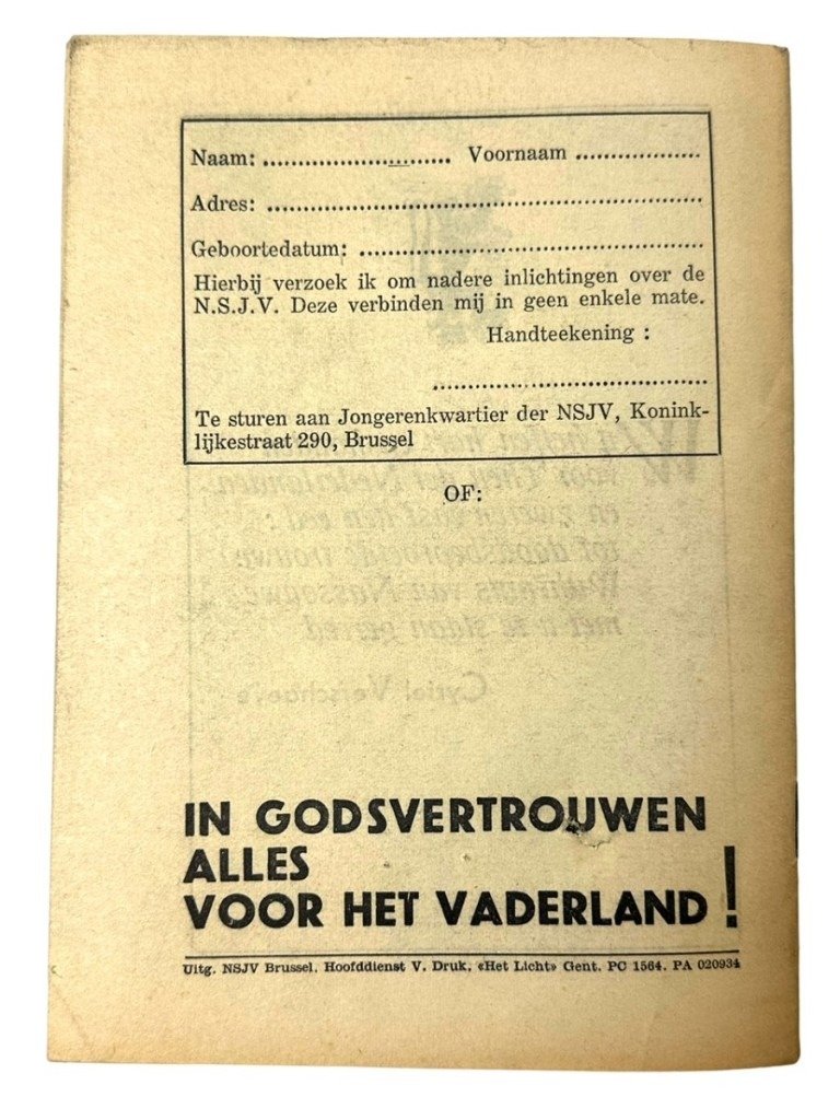 Original WWII Flemish NSJV collaboration brochure — image 18
