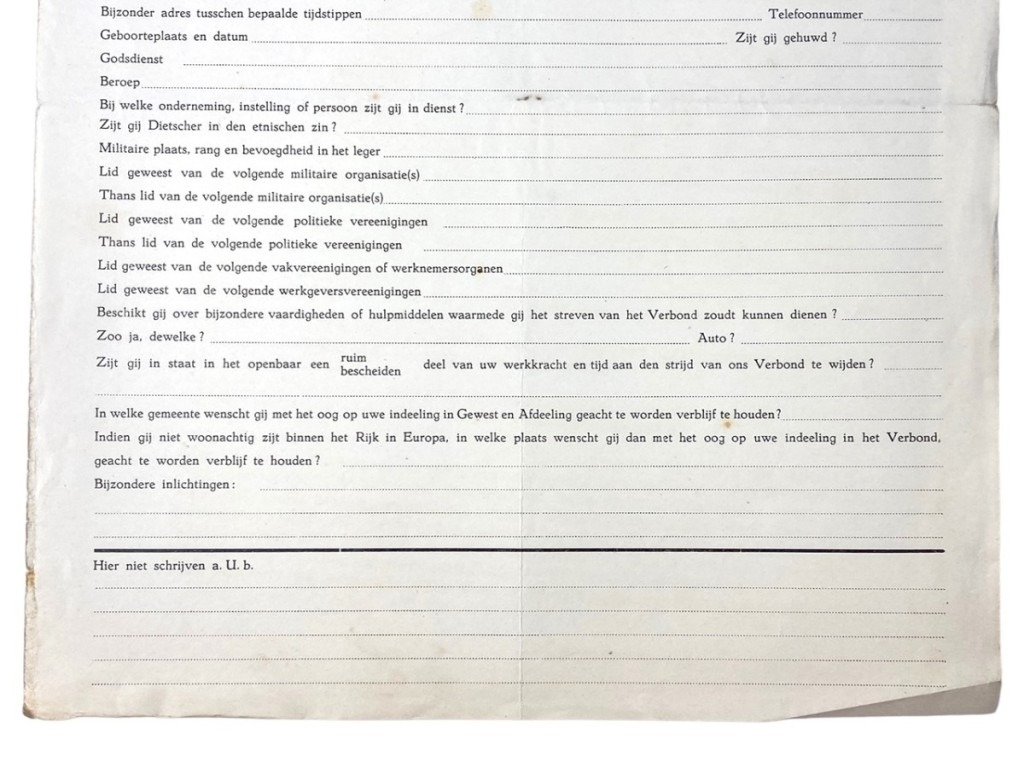 Original WWII Flemish 'Verdinaso' set of three registration forms — image 10