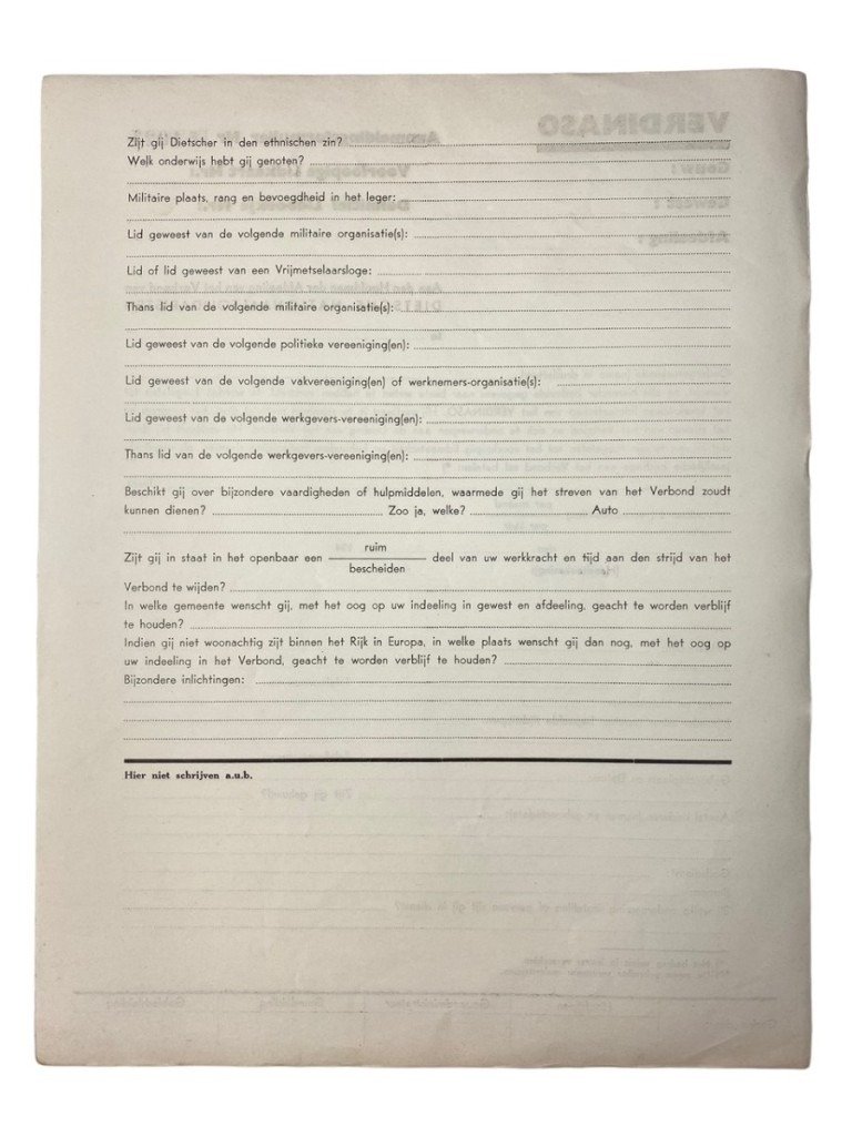 Original WWII Flemish 'Verdinaso' set of three registration forms — image 7