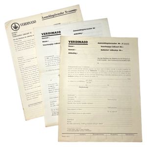 Original WWII Flemish 'Verdinaso' set of three registration forms