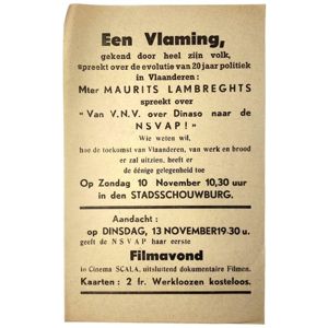 Originele WWII Vlaamse NSVAP flyer