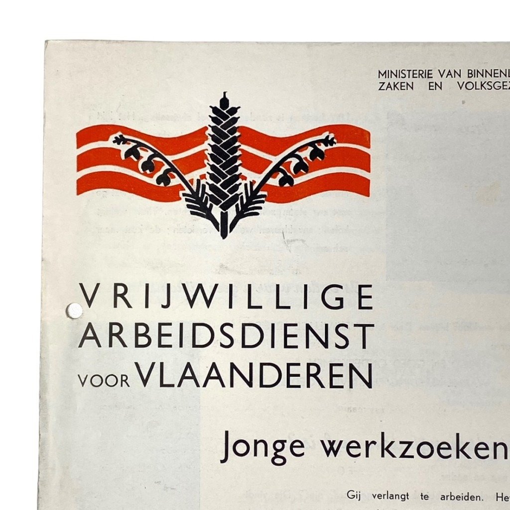 Original WWII Flemish 'Vrijwillige Arbeidsdienst voor Vlaanderen' Flyer — image 2