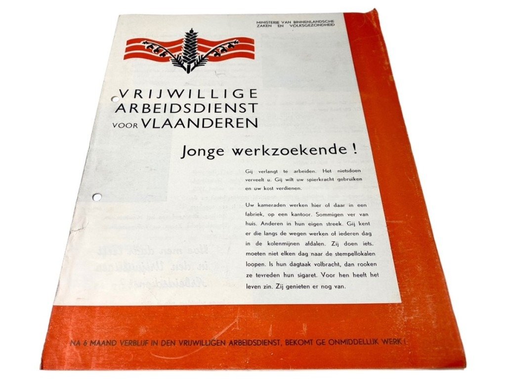 Original WWII Flemish 'Vrijwillige Arbeidsdienst voor Vlaanderen' Flyer — image 3