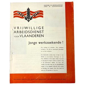 Original WWII Flemish 'Vrijwillige Arbeidsdienst voor Vlaanderen' Flyer
