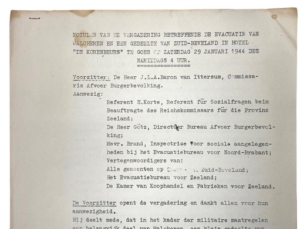 Original WWII Dutch documents about the meeting regarding the evacuation of Walcheren and part of Zuid-Beveland — image 3
