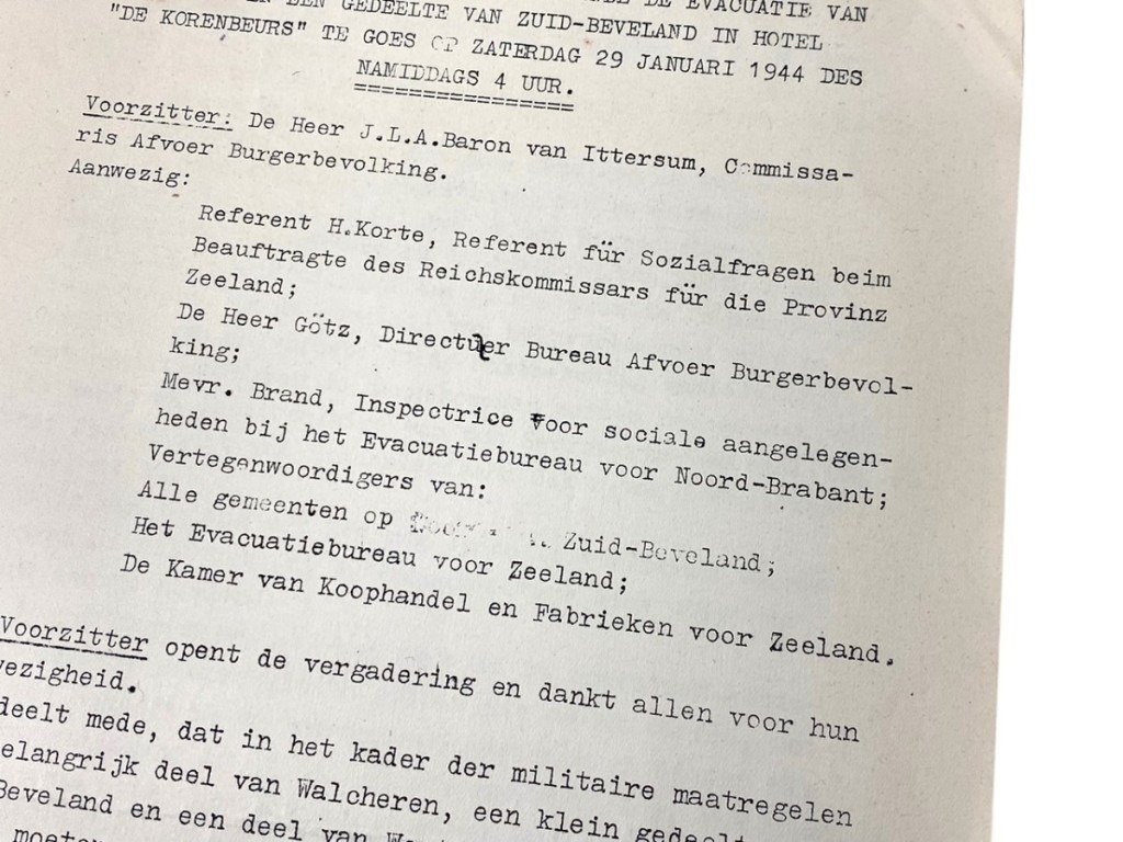 Original WWII Dutch documents about the meeting regarding the evacuation of Walcheren and part of Zuid-Beveland — image 4