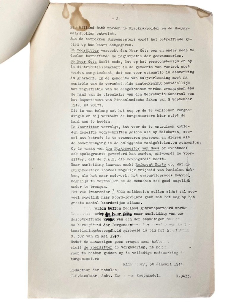 Original WWII Dutch documents about the meeting regarding the evacuation of Walcheren and part of Zuid-Beveland — image 6