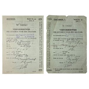 Original Pre 1940 Dutch army travel tickets