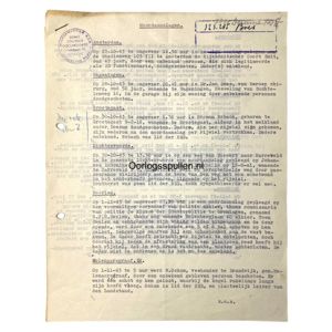 Original WWII Dutch NSB documents regarding assassinations