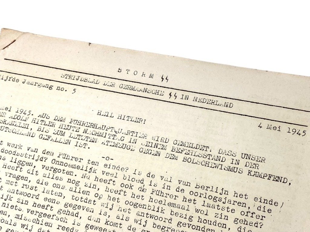 Original WWII Dutch Storm SS newspaper last edition May 4, 1945 — image 3