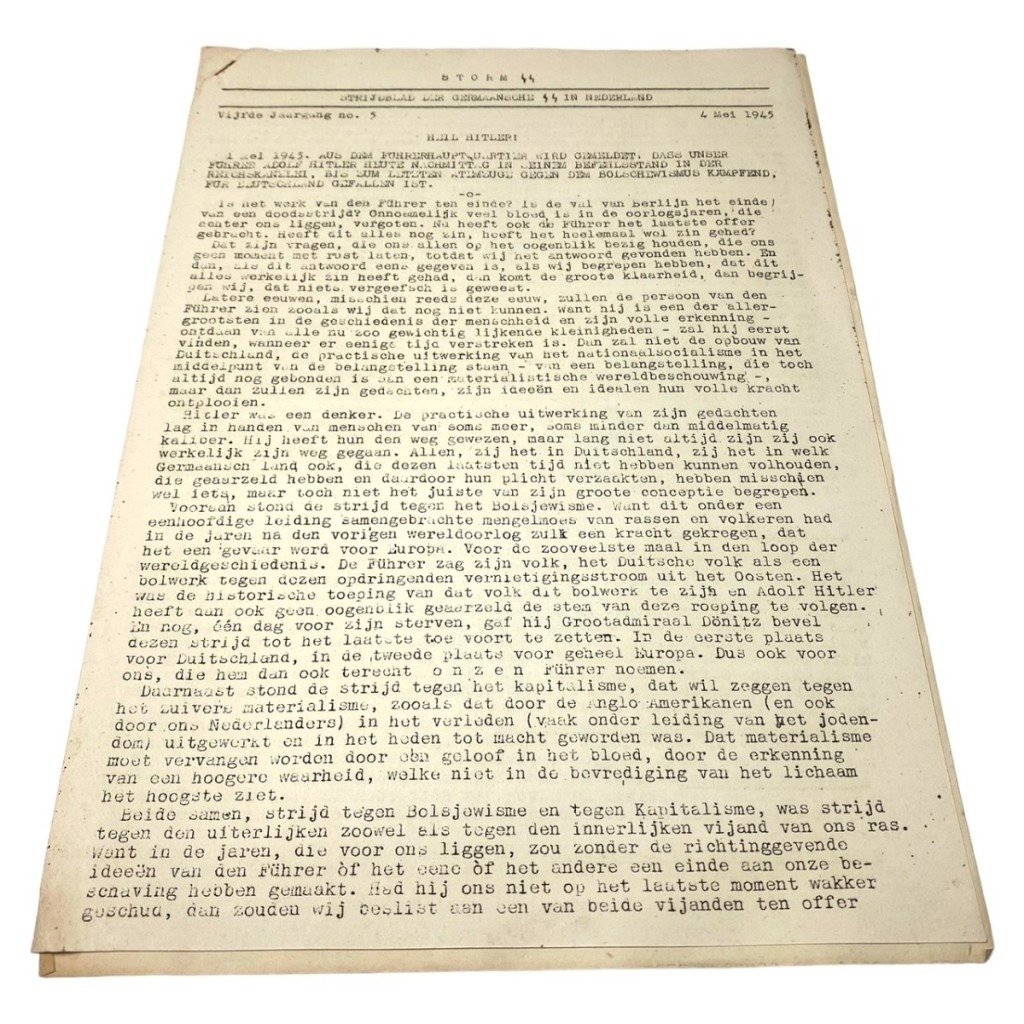Original WWII Dutch Storm SS newspaper last edition May 4, 1945 — image 4