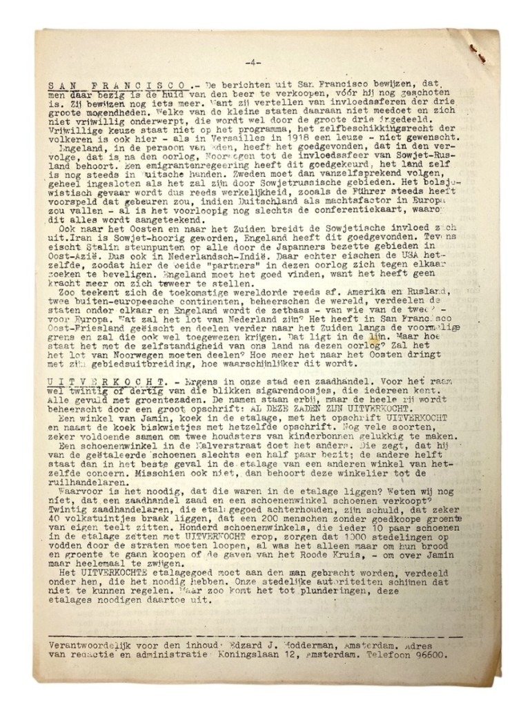 Original WWII Dutch Storm SS newspaper last edition May 4, 1945 — image 6