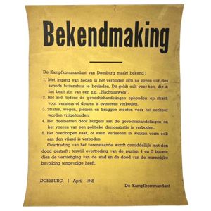 Original WWII Dutch disclosure poster from the Kampfkommandant of Doesburg