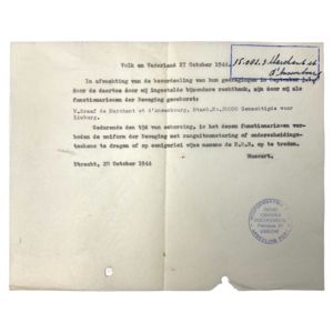 Original WWII Dutch NSB document M. Graaf de Marchant et …