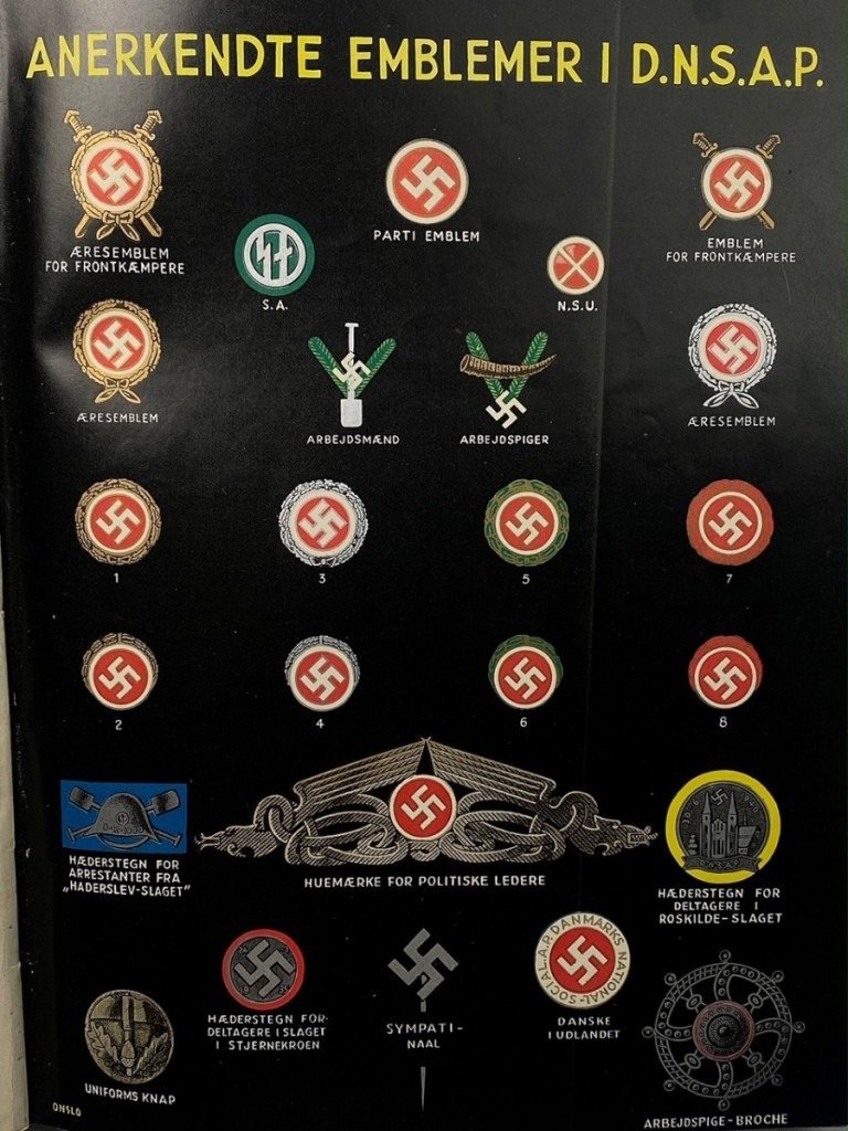 Original WWII Danish DNSAP 'Æresemblem' golden party badge — image 3