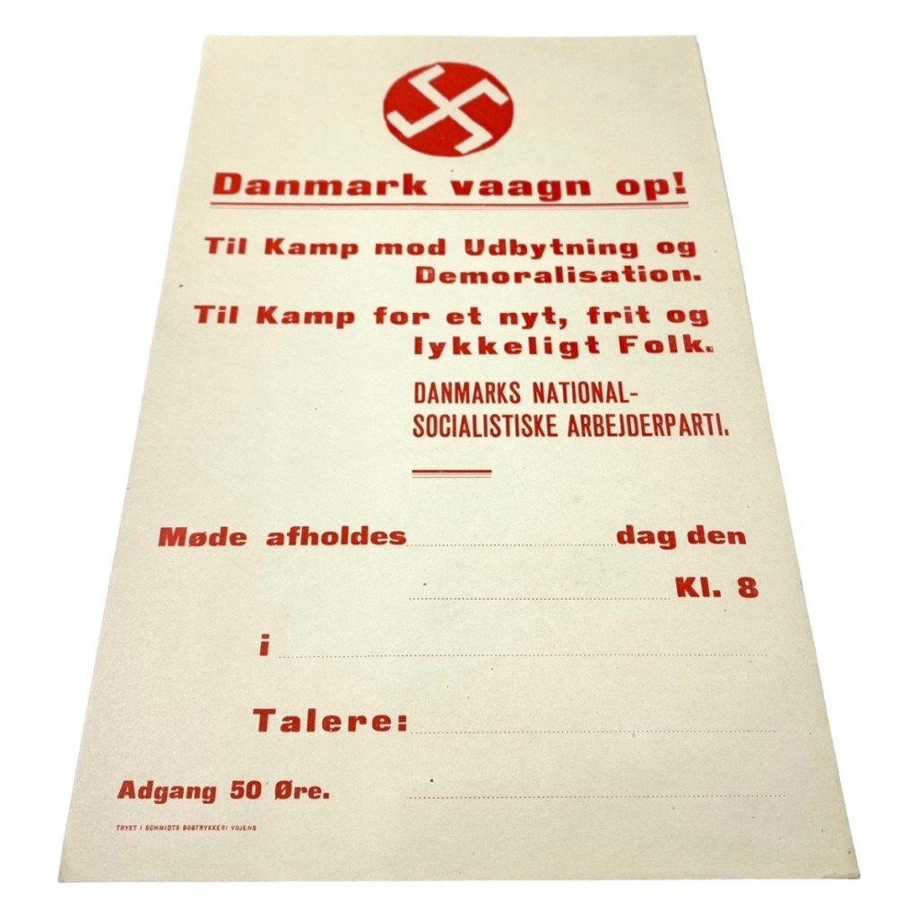Original WWII Danish DNSAP 'Danmark vaagn op!' Flyer — image 2